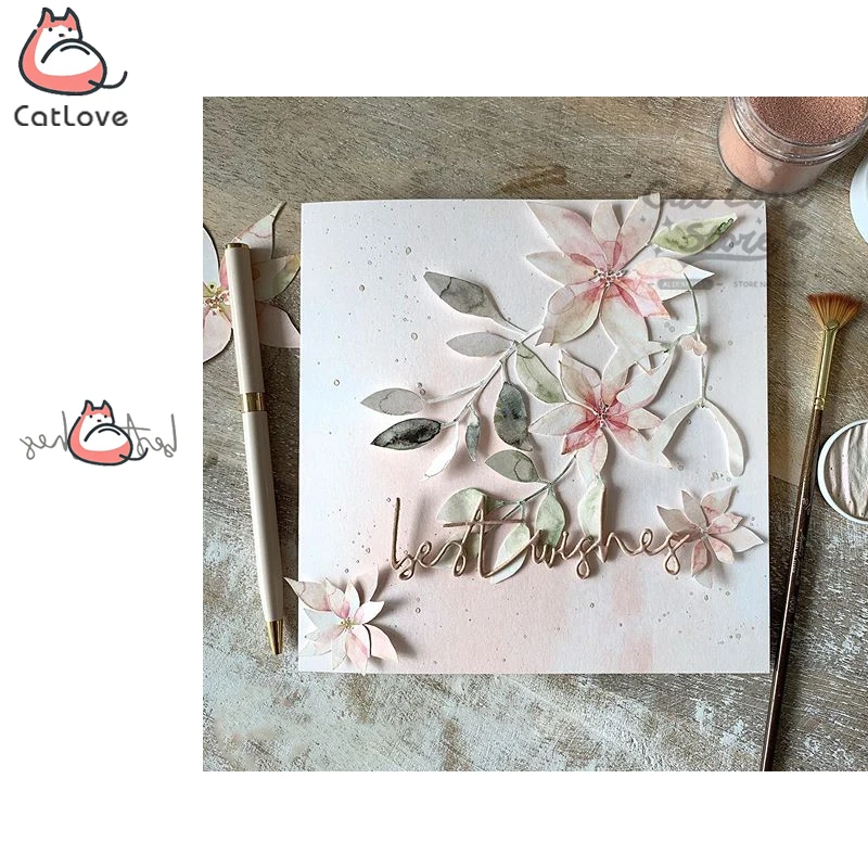 أفضل التمنيات بكلمات القطع المعدنية ، استنسل سكرابوكينغ ، صنع البطاقات ، DIY ، الحرف الزخرفية ، النقش ، قوالب جديدة لعام 2019