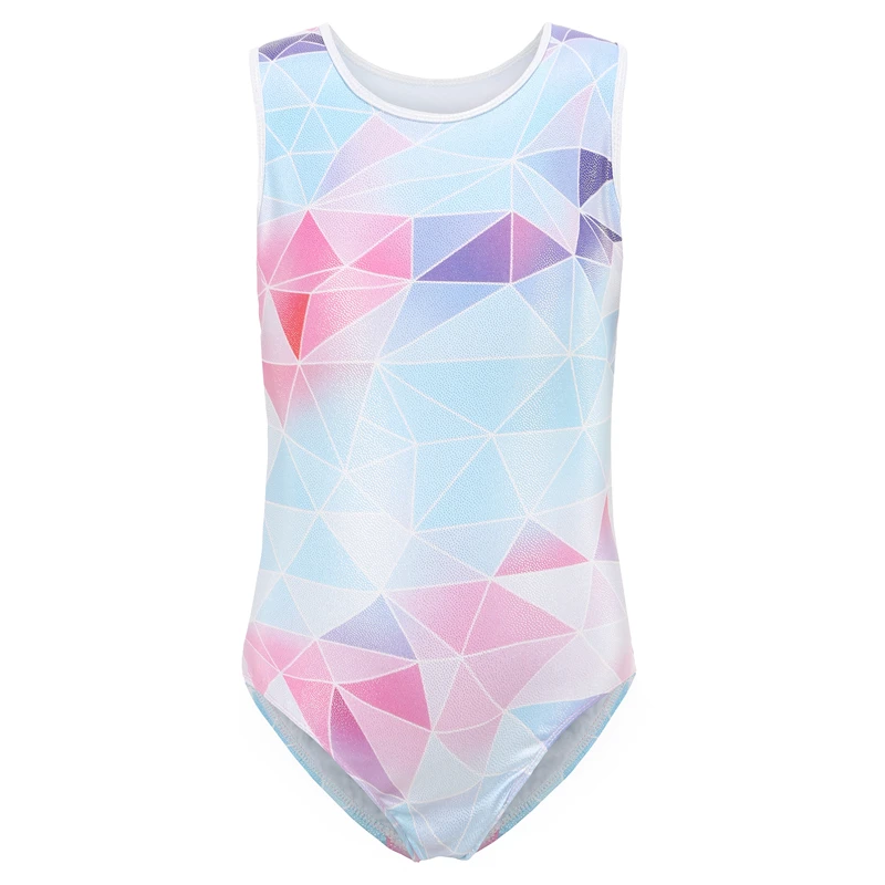 New Coming High Quality Cheap Sleeveless Kids Girls Printed Spandex Leotards For Gymnastics