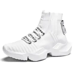 Oversize High Top platforma obuwie sportowe męskie buty sportowe męskie tenisówki skarpety męskie buty do biegania białe obuwie Walking GME-0080