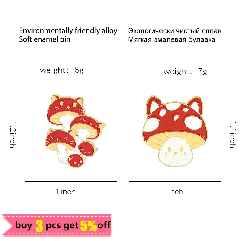 Anime Red Mushroom Enamel Pin Badge Cute Face Plant Brooches for Women Girl Cartoon Backpacks Lapel Pins Jewelry Gift Wholesale