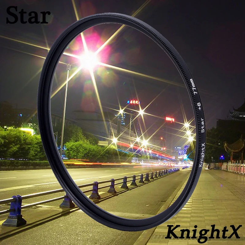 KnightX Star Line Star Filter 4 6 8 Piont Filtro Camera Filters 49 52 55 58 62 67 72 77mm For Canon Nikon Sony DSLR Camera