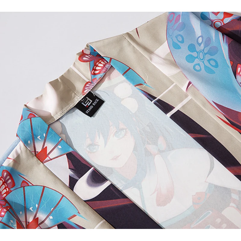 New Japanese Cartoon Anime Girl Picture Printing Kimono Loose Summer Beach Cardigan Women Harajuku Japanese Kimono Style Tops