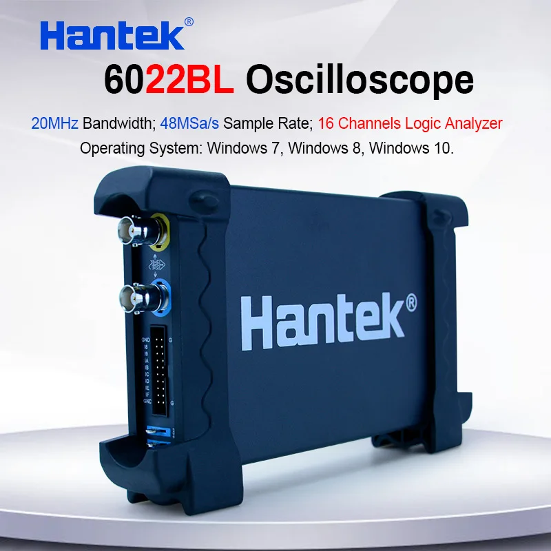 

Hantek 6022BL PC USB Oscilloscope 2 Channels 20MHz Bandwidth 48MSa/s Sample Rate 16 Channels Logic Analyzer Oscilloscope Probe