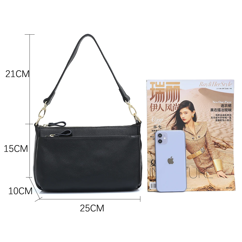 Zency Genuine Leather Simple Classic New Female Shoulder Bag Square Small Commute Crossbody Handbag For Women High Quality Soft