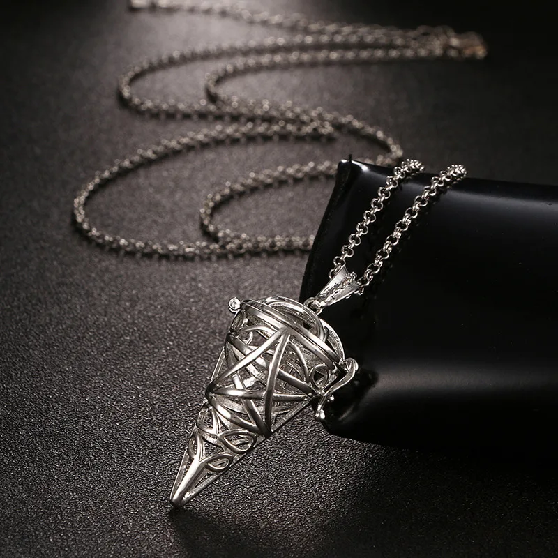 New Charm Mexico Music Ball Copper Pendant Vintage Angel Wing Aromatherapy Necklace Perfume Diffuser Lockets Pregnancy Jewelry image 2