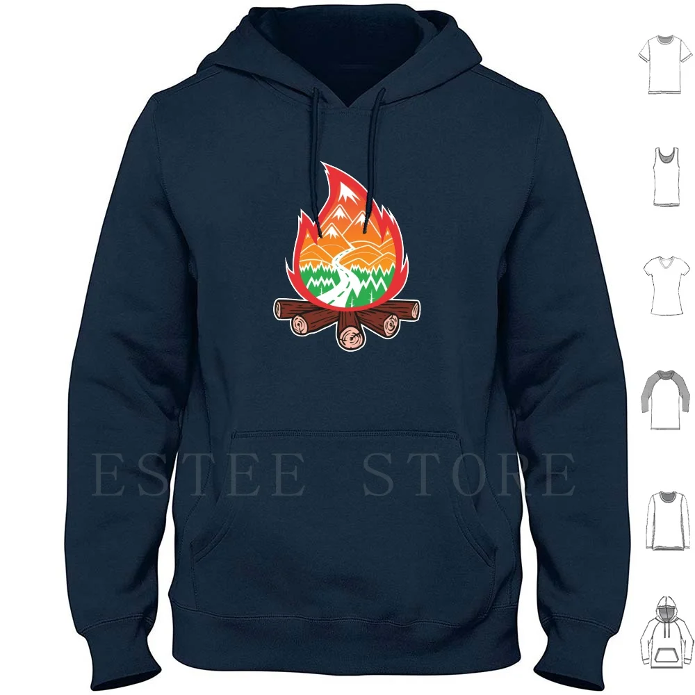 Fire Camp Hoodies Long Sleeve Lets Get High Skiing Hiking Mountain Climbing Lets Get High Climb Silhouette