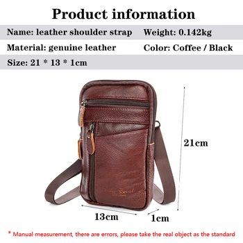 Leather Fashion Phone Pouch Belt Bag Shoulder Crossbody Waist Pack Vintage Outdoor Multi-function Mens Leisure Hanging Waist Bag 5