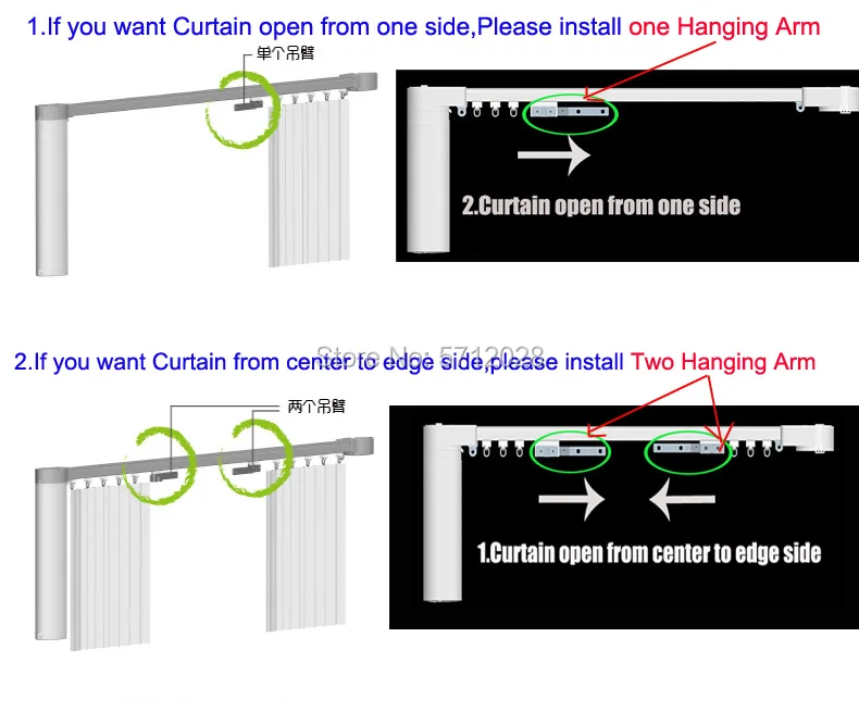 SILENT-Motorized Double Electric Curtain Track Sets, Smart Curtains for Living Room, DOOYA Motor DT82TN, Remote Control