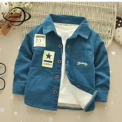 Yauamdb Kid Shirts Autumn Winter 2-7y Boys Corduroy Long Sleeve Blouse Children's Solid Cotton Tops Infant Pocket Clothing 55