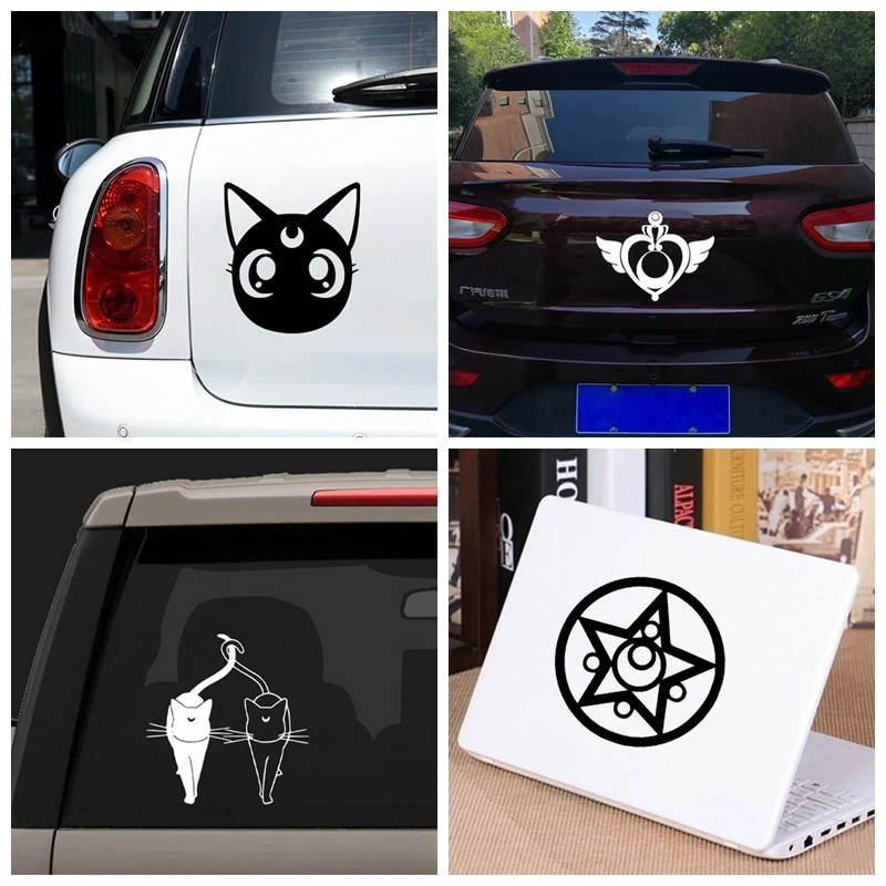 Układ Słoneczny Luna Moon Girl Cartoon Anime Vinyl Art Sticker Car Window Decor, Tokyop Princess Laptop Decals for MacBook Pro