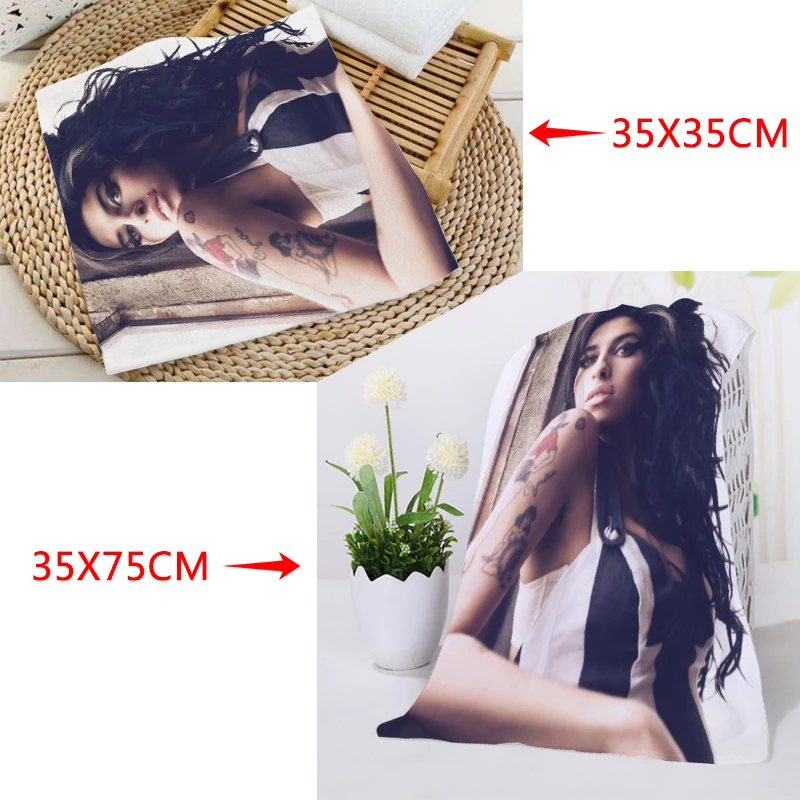 New Amy Winehouse Towels Size 35x35cm 35x75cm Square rectangle Towels Printing Cotton Face Towel Fabric Custom logo