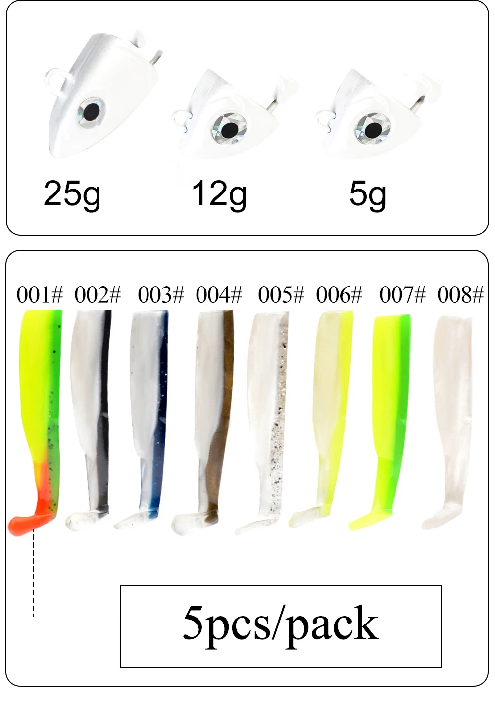 FTK Soft Black Minnow Head 5g 12g 25g Soft Lure Jig Bait Bass Pike Fishing Silicone Baits Crank Hook Jigging Bass Zander