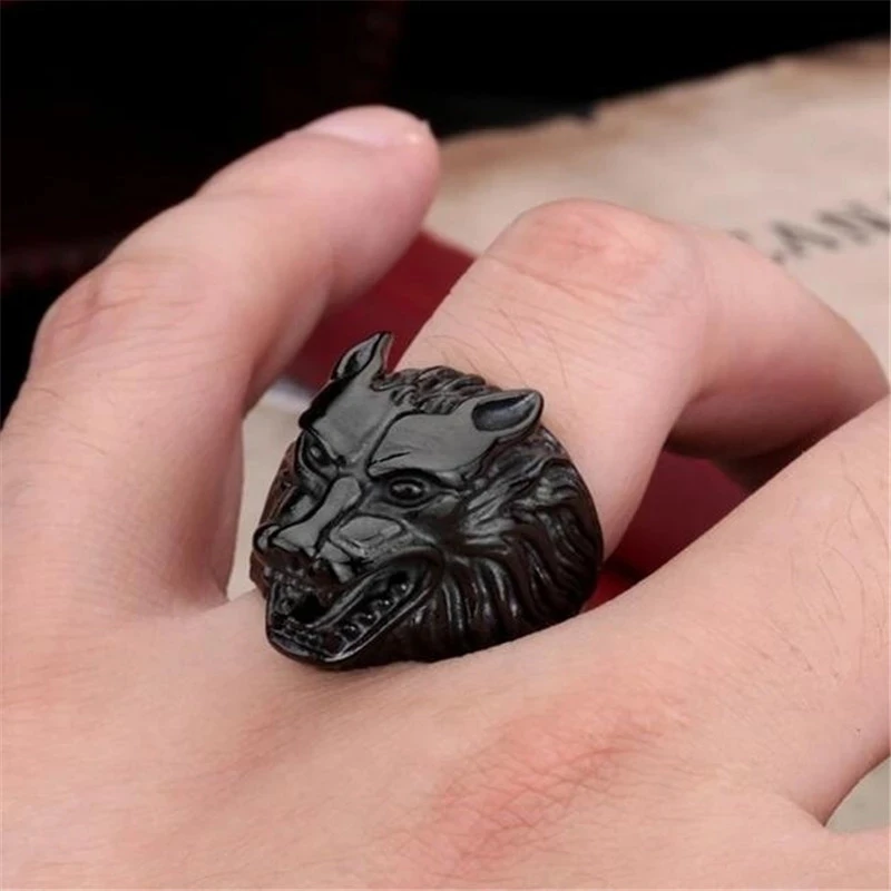 Fashion Men Rings Wolf Rings Punk Unisex Alloy Animal Jewelry Men Women Rings Birthday Gift Accessories