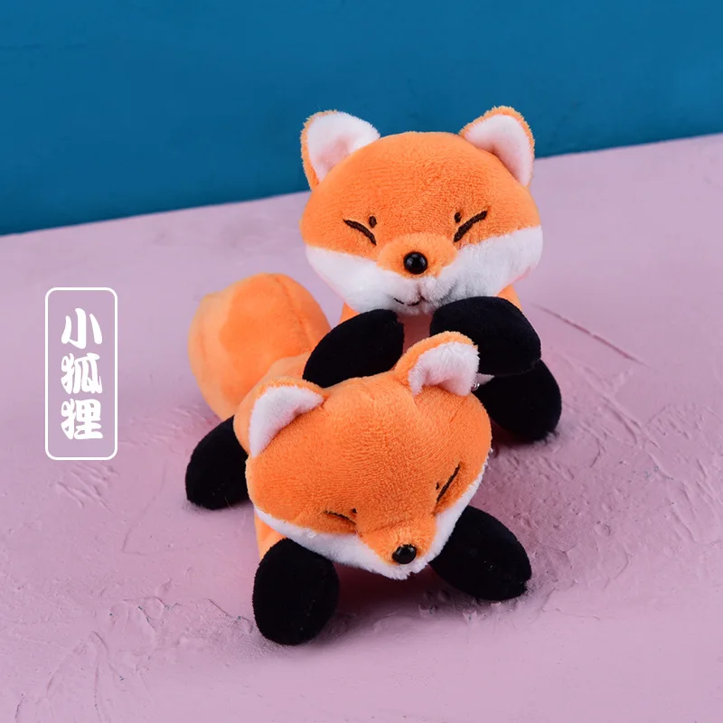 Mini Little Fox Doll Cartoon Plush Brooch Couple Cute Clothes Pin Boys and Girls Schoolbag Bag Pendant Toy Cute Plush Keychain