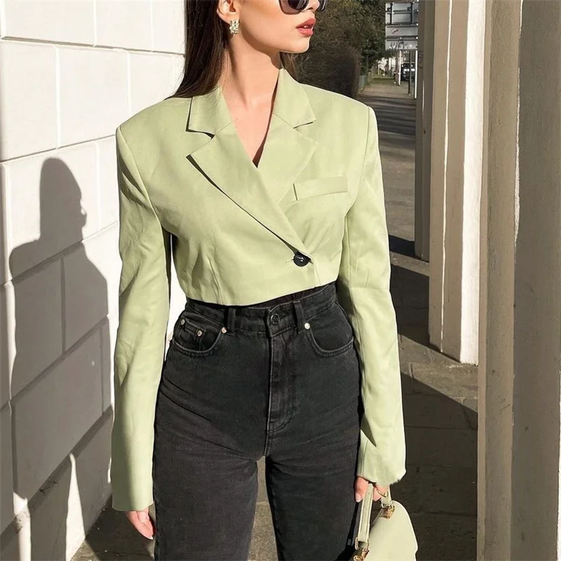 Sexy Women Vintage Blazer Fashion Long Sleeve Office Jacket Female Notched Lapel Chic Outwear Custom Made Tops