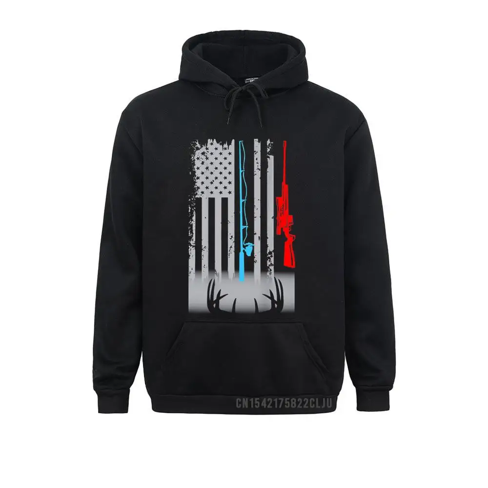 

2021 New Men Sweatshirts Long Sleeve Fishin Rod Shotgun Deer Flag (On Back) Warm Hoodies Street Hoods