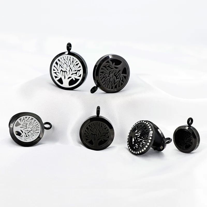 With Free Stee Chain Tree of Life Aromatherapy Essential Oils Stainless Steel Perfume Diffuser Locket Necklace