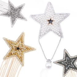 Five-pointed Star Iron on Patch Sew Applique Tassel DIY for Clothing Repair Hat Jeans Accessory