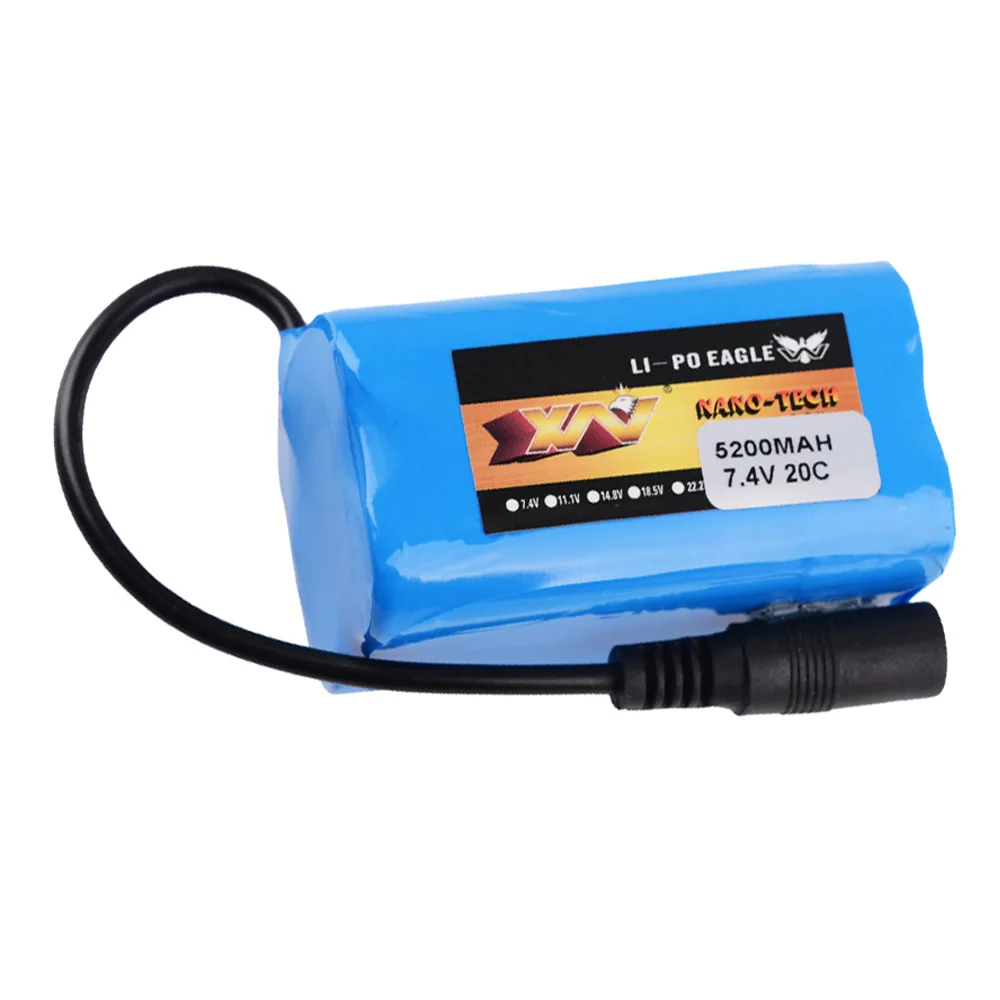 YW Power 7.4V 2S 5200Mah 20C 18650 Lipo Battery For T188 T888 RC Fishing Boat Car Buggy Part