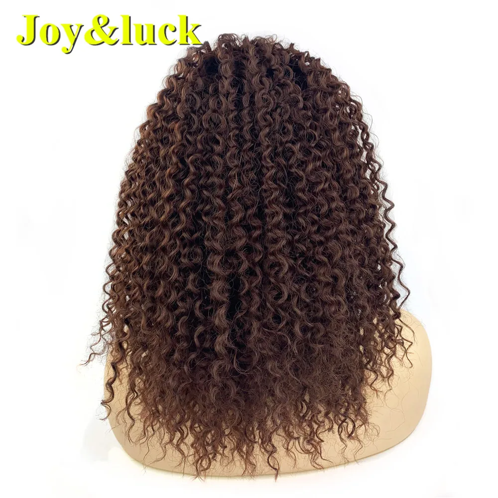 Joy&luck Afro Kinky Curly Puff Drawstring Ponytail for African Black Women Brown Color Synthetic Chignon Hair Style