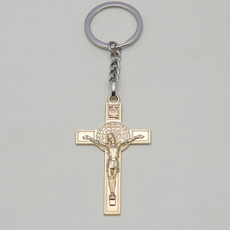 가톨릭 기독교 세인트 베네딕트 레트로 크로스 쥬얼리 목걸이 자동차 키 체인 가방 펜던트 작은 펜던트