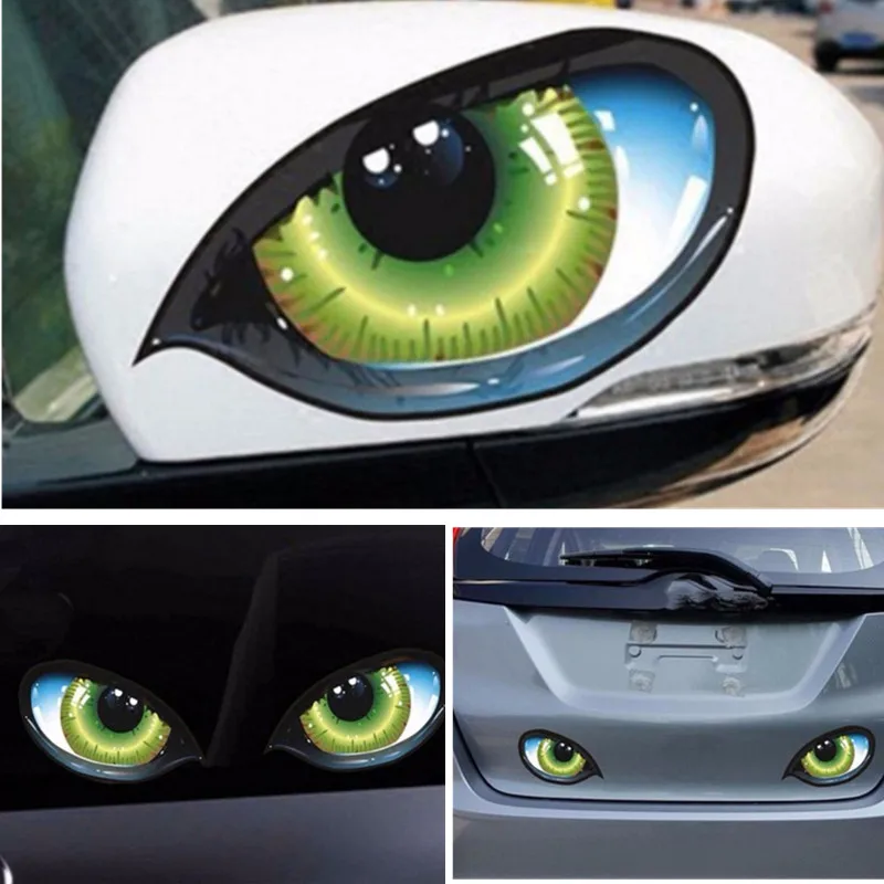 Car Stickers 3D Stereo Reflective Cat Eyes Car Sticker Creative Rearview Mirror Decal Universal Eyes stickers