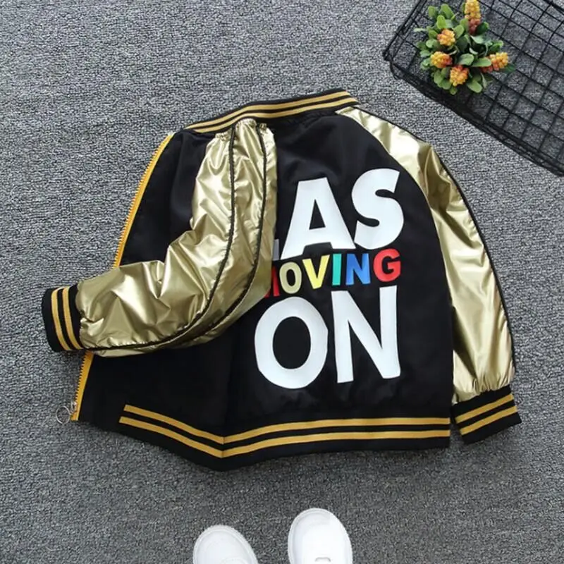 Spring&Autumn Fashion Baby Boys Outerwear Jacket Bright Letter Boys Windbreaker Children Zipper Cardigan Jacket 1 2 3 4 5 6 7 8Y