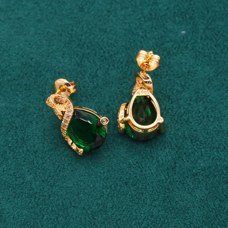 Dubai Wedding Jewelry Set for Women Bride Green Red Stone Bracelet Earrings Necklace Pendant Ring Gift