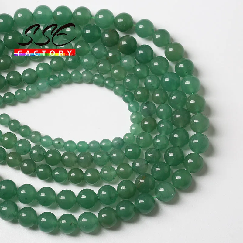 Round Natural Green Aventurine Beads Loose Spacer Stone Beads For Jewelry Making DIY Bracelet Accessories 4 6 8 10 12MM 15\'\'inch