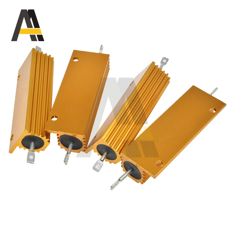 100W Casing Cangkang Logam Daya Aluminium Resistor Luka Kawat 0,1 R ~ 15R 0.1 ~ 1K 0.1 0.5 1 1.5 5 10 12 15K Ohm Tahan RX24 Igmopnrq