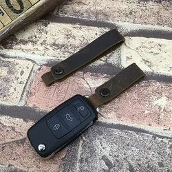 Handmade Lanyard Car Key Ring Cowhide Keycordlanyards Retro Crazy Horse Leather Phone Charm Key Universal Keychain Accessories