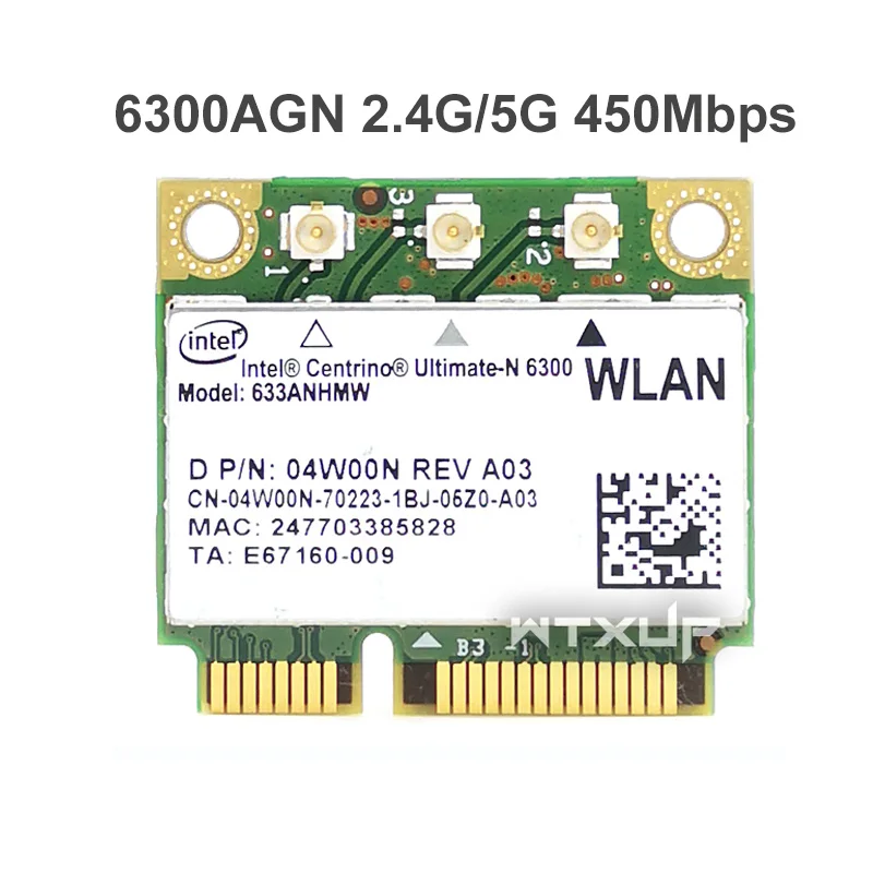 

Ultimate-N 6300 633ANHMW Dual Band 450Mbps Half Mini PCI-E wifi Adapter Wireless Wlan Card 6300AN for Acer/Asus/Dell