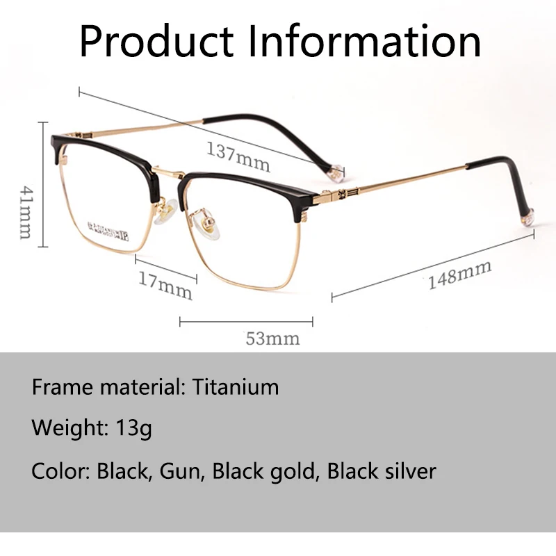 Titanium Myopia Glasses Photochromic Men Women Retro Ultralight Eyeglasses Half Frame Nearsighted Glasses Minus Diopter Glasses