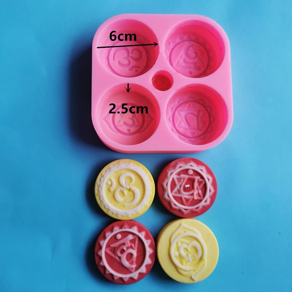 Latest unique Soap Silicone Mold with Symbols Round Chakras Silicone diy candle making molds