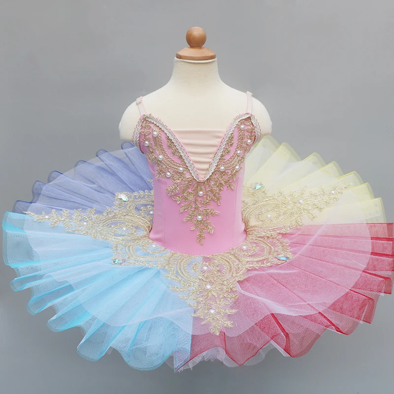 Colorful Professional Ballet Tutu For Girls Women Beauty Pancake Princess Dress Kids Ballerina Stage Performance Clothing Wear