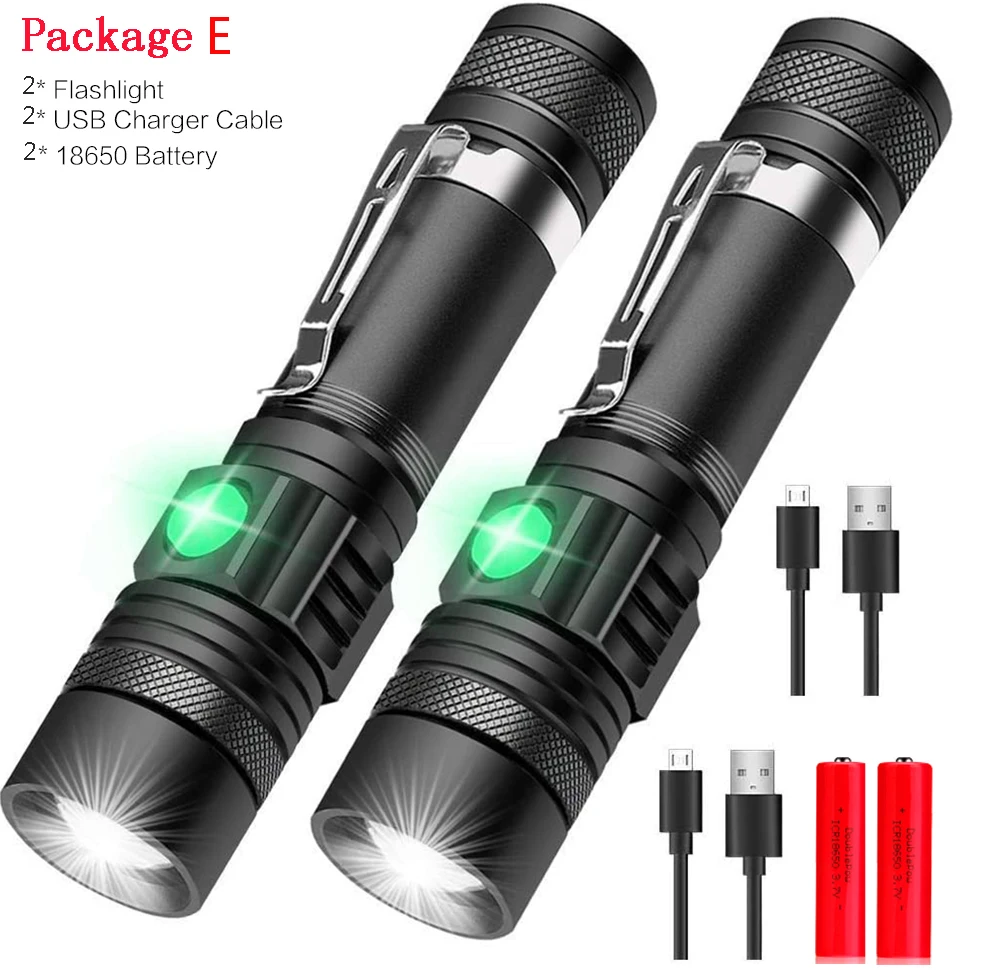Pocketman LED-zaklampen USB oplaadbare zaklamp Fietszaklamp Outdoor waterdichte zaklamp Zoomzaklamp