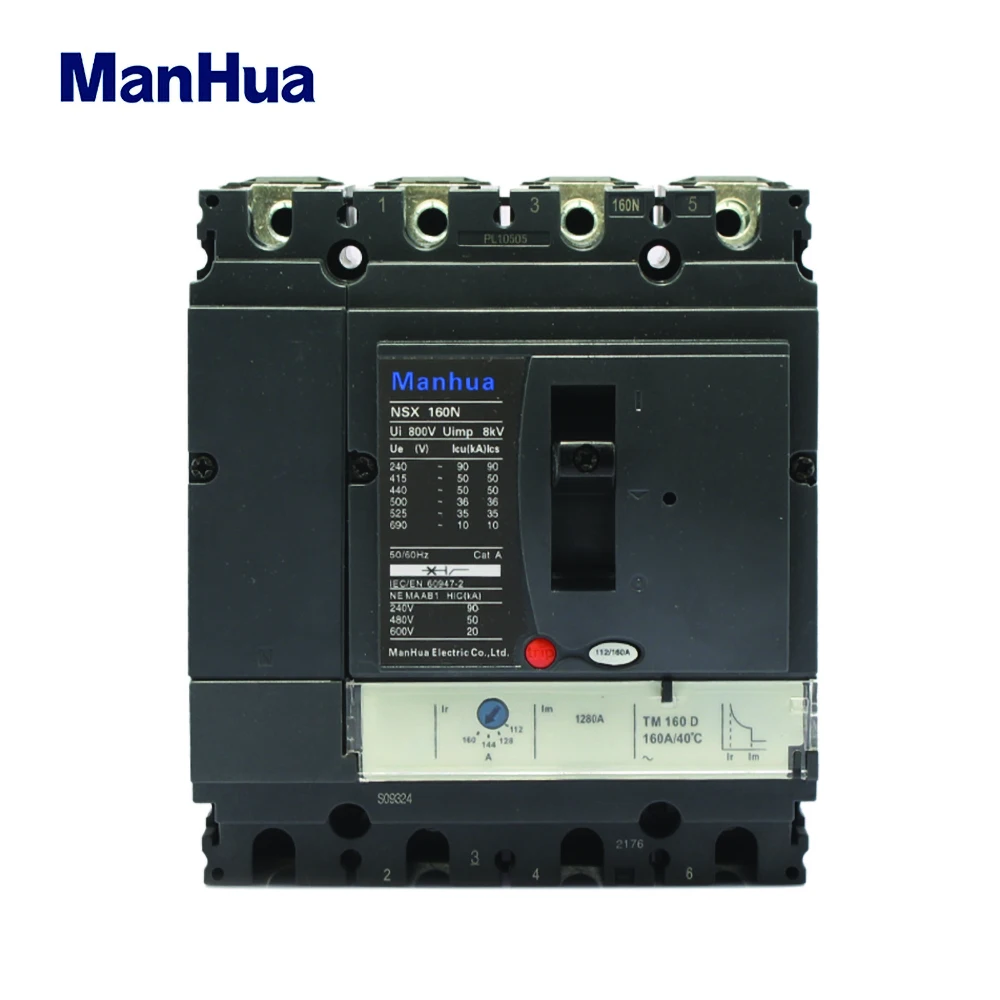 

ManHua 160A NSX160N 4P Short Circuit Prote Overload Protection Molded Case Circuit Breaker 4 Poles