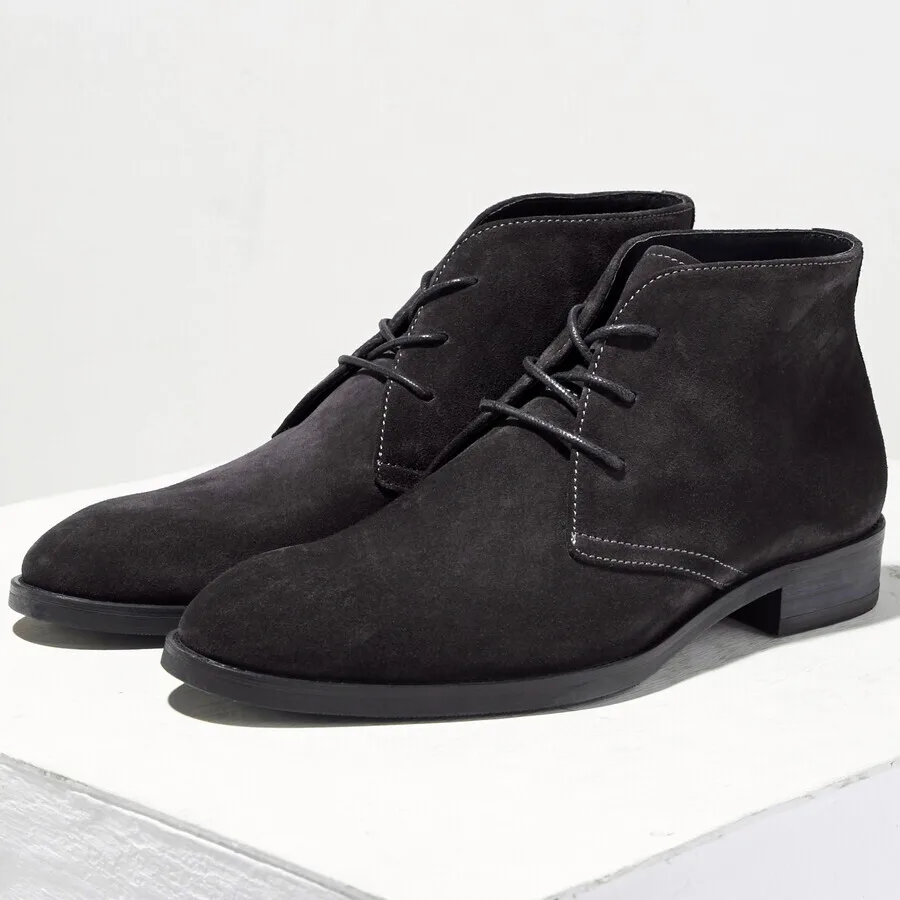 

Super Recommand! Nubuck Leather Men's High-end Lace Up Pointed Toe Winter Fur Ankle Boots Warm Shoes Man