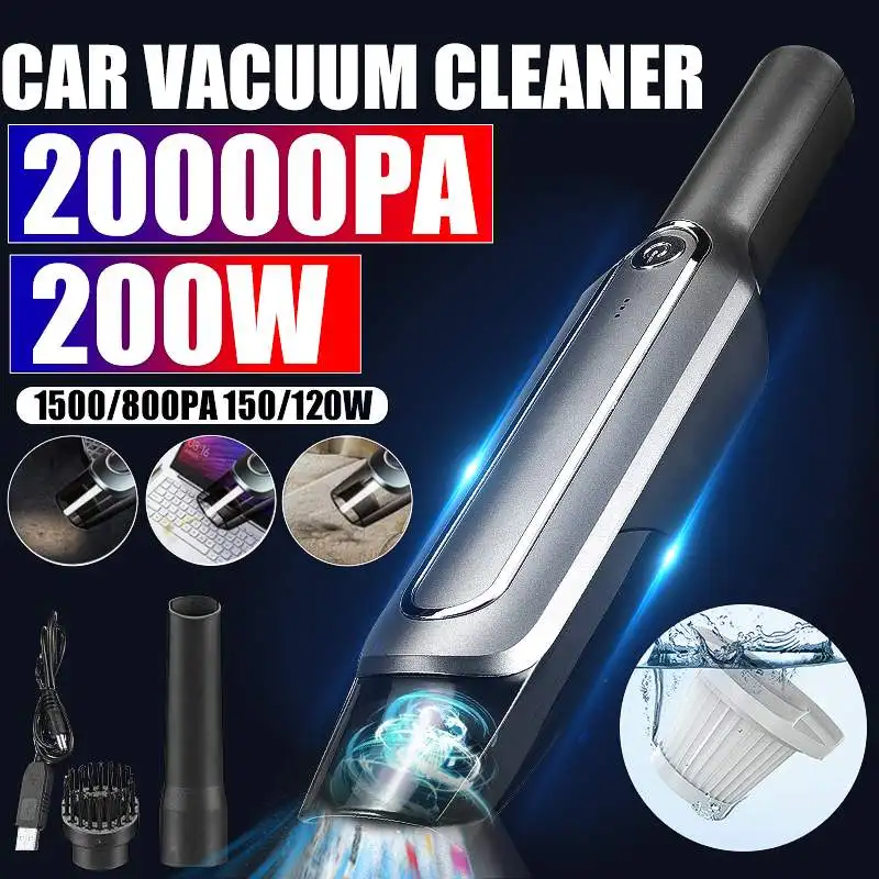 20000Pa 200W Handheld Wireless Car Vacuum Cleaner  Powerful Cyclone Suction Cordless Wet Dry Car Home Vacuum Cleaner 4000mAh