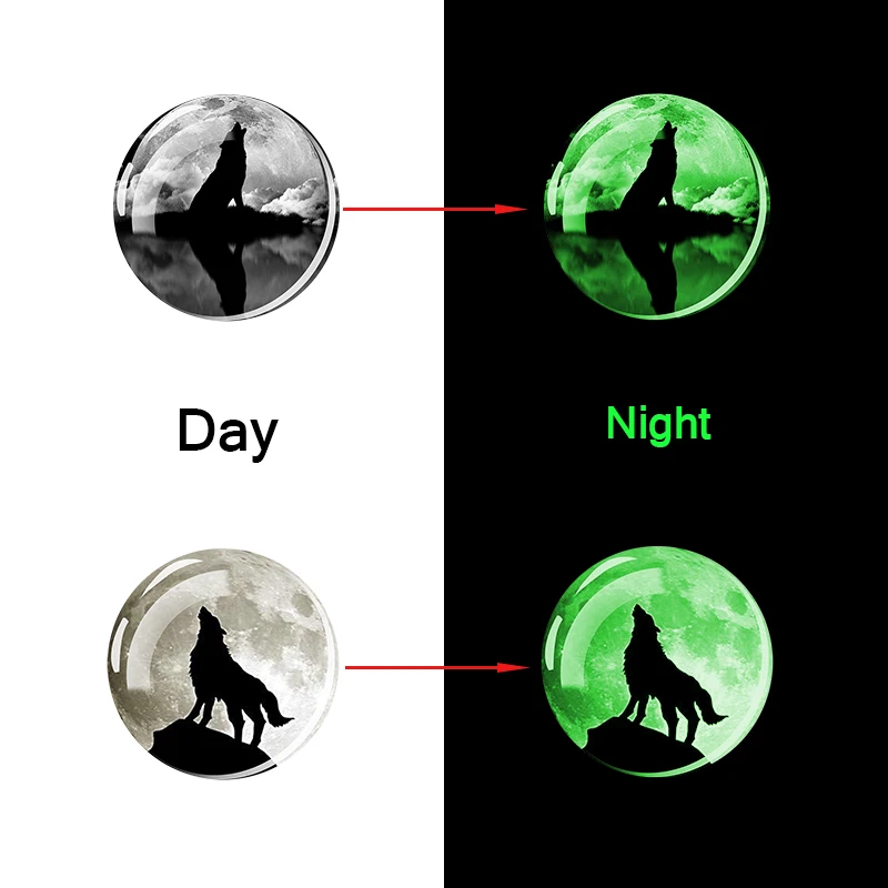 5PCS/lot Luminous Wolf Photo Glass Cabochon Setting 12mm 16mm 20mm 25mm Fit Handmade Cabochons Jewelry Pendant Accessories