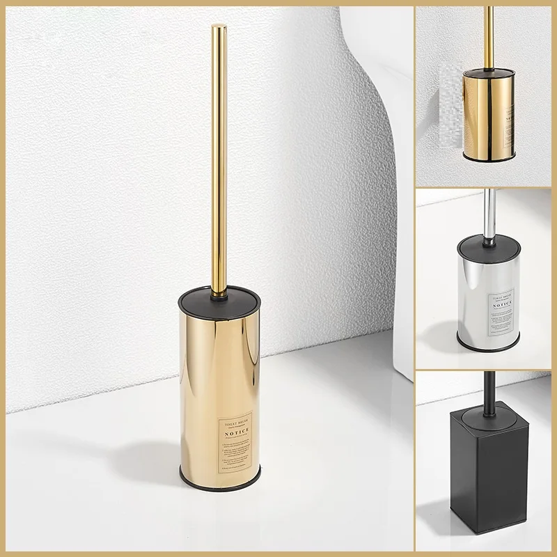 

MTTUZK Floor-standing matte black toilet brush Golden 304 stainless steel cleaning brush Creative toilet brush holder