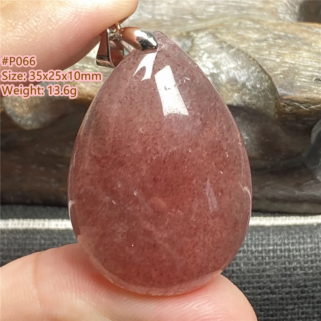 Natural Red Strawberry Quartz Pendant For Women Lady Men Healing Luck Love Gift Crystal Silver Water Drop Stone Jewelry AAAAA