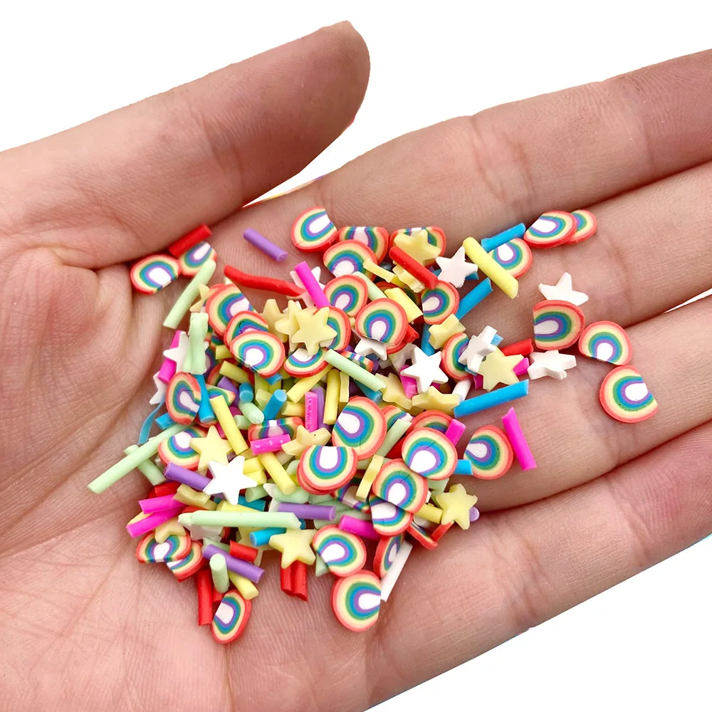 100g Mixed Rainbow Slices Polymer Clay Sprinkles for Crafts DIY Scrapbooking For Phone Case Nail Art Decoration Accessories