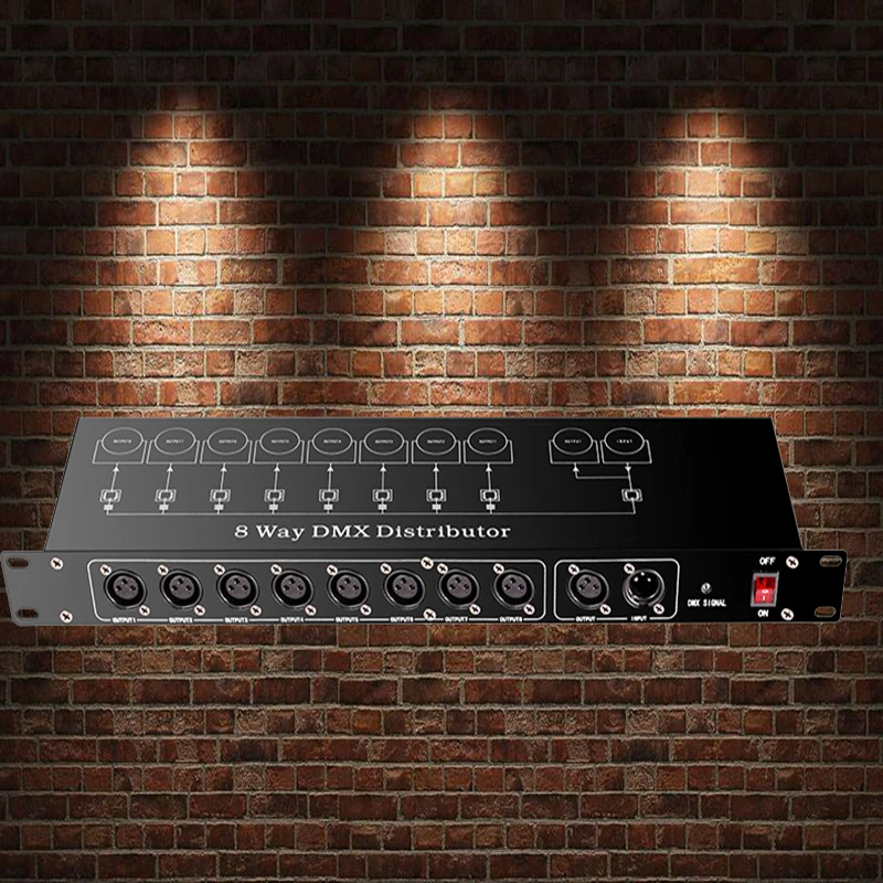 Professional Stage Light Controller DMX512 Splitter Light Signal Amplifier Splitter 8 way DMX Distributor for stage Equipment