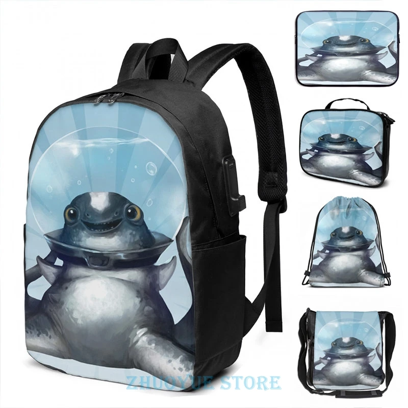 Subnautica - Keep Calm Cuddlefish Portrait USB Charge Backpack men School bags Women bag Travel laptop bag