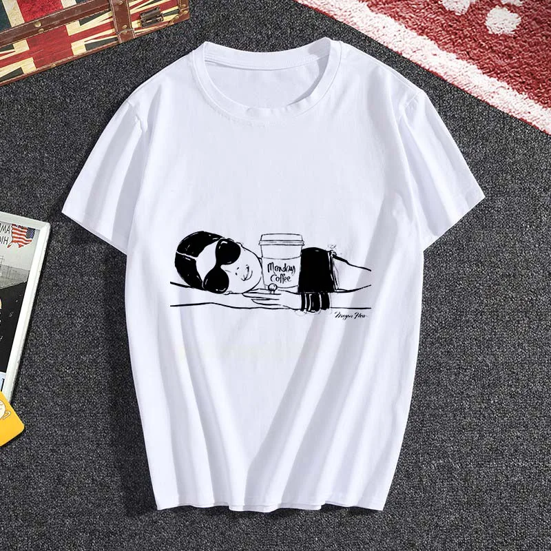 My Monday coffee T shirt Women personality Tshirt Harajuku aesthetics New summer Thin Section White Tops Female T-shirt clothing