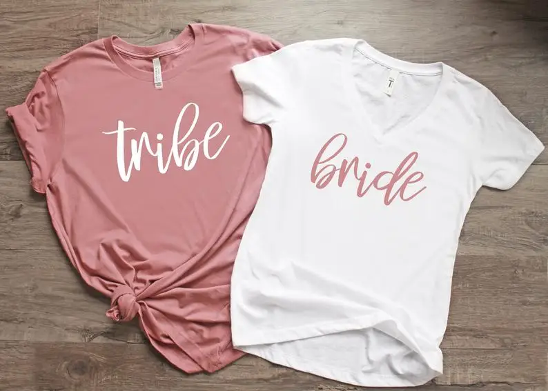 

Bride Bridesmaid Tribe Bridal Party Shirts Aesthetic Female Cotton O Neck T-shirt Casual Short Sleeve Top Tees Streetwear goth