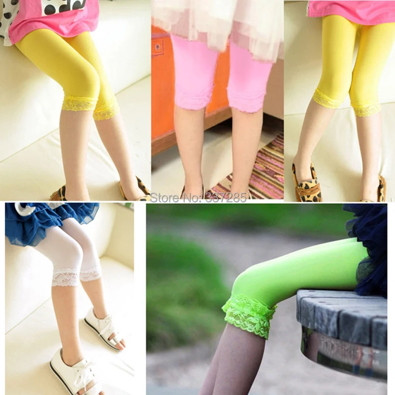 Baby girls lace dance pants five-point summer child leggings ankle-length Breathable kids Five Seven Nine cents Spring trousers