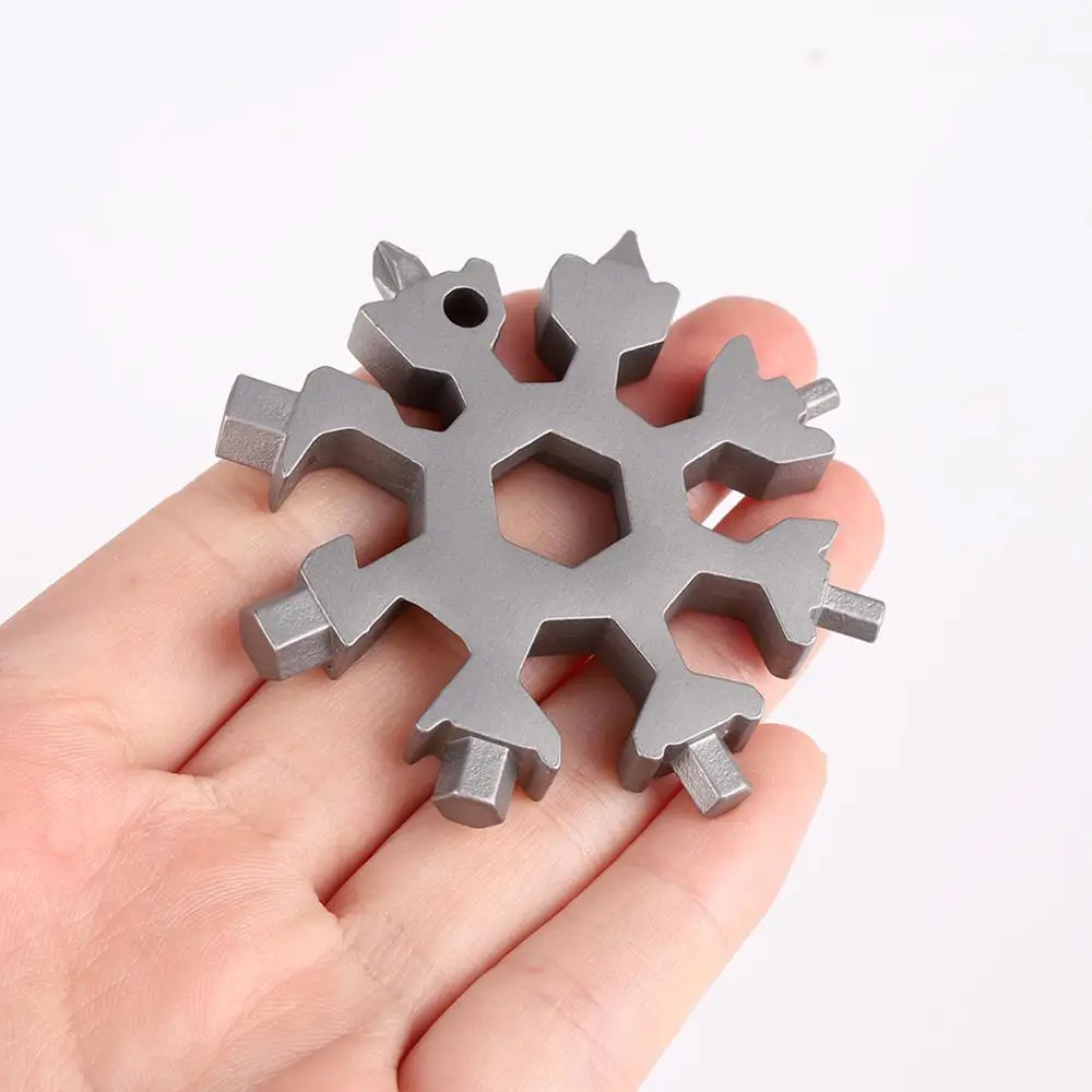 Snowflake Multi-tool Card Combination, Chave de fenda compacta, Gadget de aço inoxidável, EDC, 18 em 1