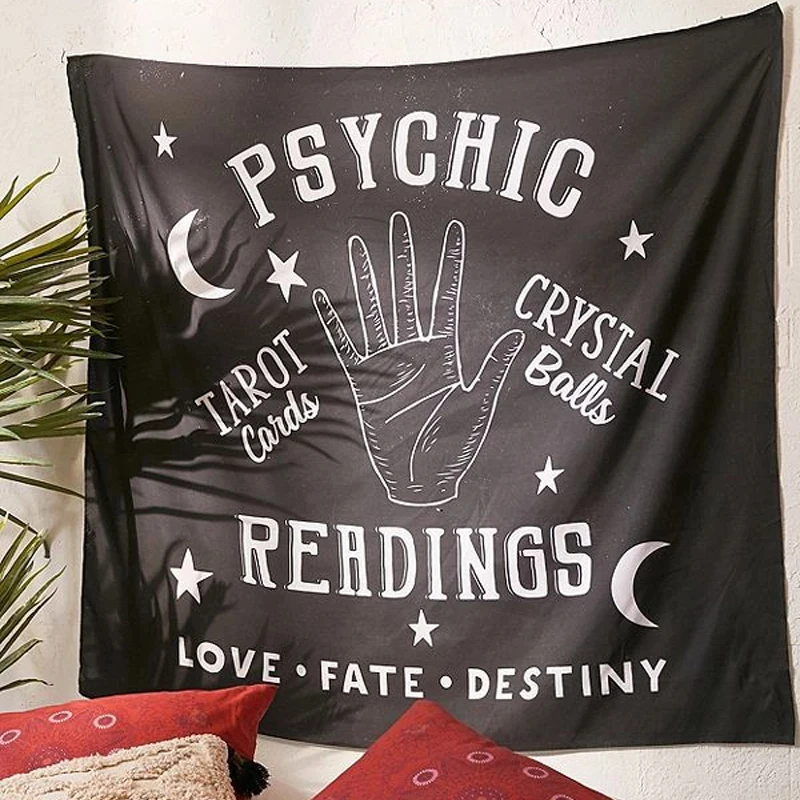 Black Divination Tapestry Pink Letter Wall Hanging Tapestries Ouija Bedspread Beach Mat Tarot Hand Wall Carpet Boho Decor Cloth